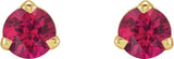 14K Gold Natural Ruby Round 3-Prong Claw Cocktail-Style Stud Earrings - Yellow Gold - view 2