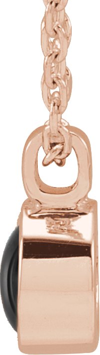 14K Gold Round Natural Black Onyx Bezel-Set Necklace or Pendant - Rose Gold - view 2
