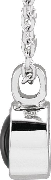 Platinum Round Natural Black Onyx Bezel-Set Necklace or Pendant - view 2