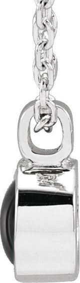 14K Gold Round Natural Onyx Bezel-Set Necklace or Pendant - White Gold - view 2
