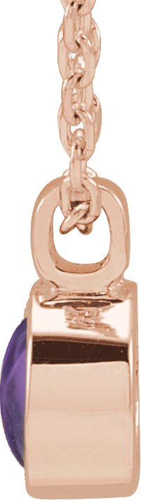 14K Gold Round Natural Amethyst Bezel-Set Necklace or Pendant - Rose Gold - view 2