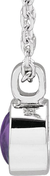14K Gold Round Natural Amethyst Bezel-Set Necklace or Pendant - White Gold - view 2