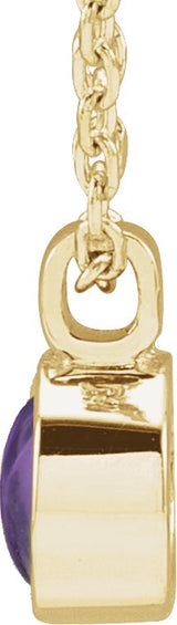 14K Gold Round Natural Amethyst Bezel-Set Necklace or Pendant - Yellow Gold - view 2