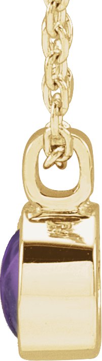 14K Gold Round Natural Amethyst Bezel-Set Necklace or Pendant - Yellow Gold - view 2