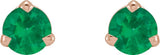 14K Gold Natural Emerald Round 3-Prong Claw Cocktail-Style Stud Earrings - Rose Gold - view 2