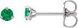 14K Gold Natural Emerald Round 3-Prong Claw Cocktail-Style Stud Earrings - White Gold