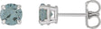Platinum Natural Gray Spinel Round 4-Prong Claw Stud Earrings