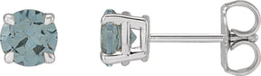 Platinum Natural Gray Spinel Round 4-Prong Claw Stud Earrings