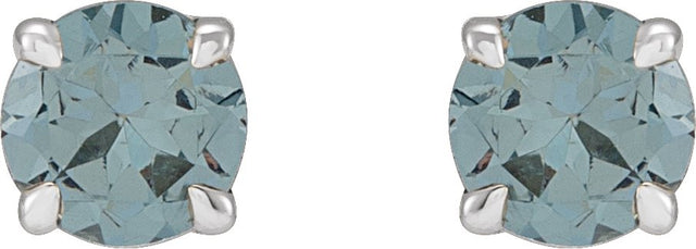 14K Gold Natural Gray Spinel Round 4-Prong Claw Stud Earrings - White Gold - view 2