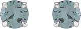 Platinum Natural Gray Spinel Round 4-Prong Claw Stud Earrings - view 2