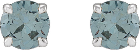 Platinum Natural Gray Spinel Round 4-Prong Claw Stud Earrings - view 2