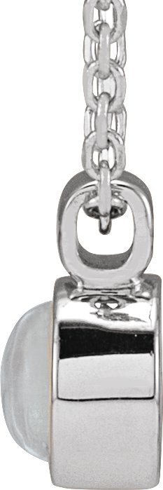 14K Gold Round Natural Rainbow Moonstone Bezel-Set Necklace or Pendant - White Gold - view 2