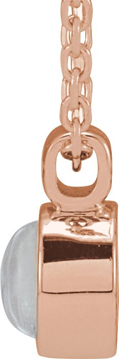 14K Gold Round Natural Rainbow Moonstone Bezel-Set Necklace or Pendant - Rose Gold - view 2