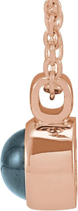 14K Gold Round Natural London Blue Topaz Bezel-Set Necklace or Pendant - Rose Gold - view 2