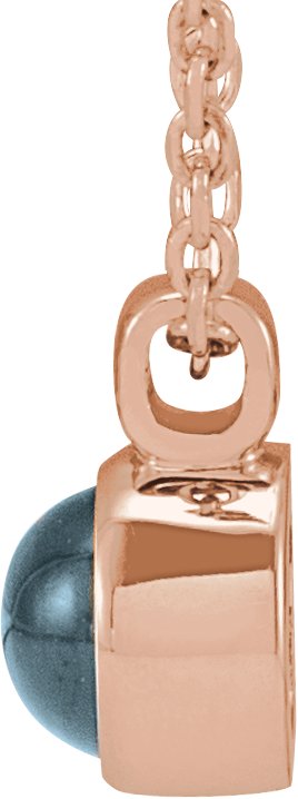 14K Gold Round Natural London Blue Topaz Bezel-Set Necklace or Pendant - Rose Gold - view 2