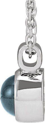 Platinum Round Natural London Blue Topaz Bezel-Set Necklace or Pendant - view 2