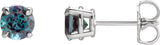 14K Gold Lab-Grown Alexandrite Round 4-Prong Claw Stud Earrings - White Gold