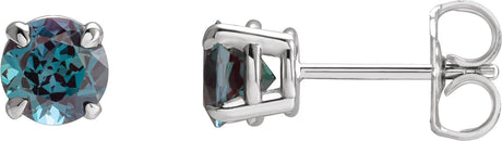 14K Gold Lab-Grown Alexandrite Round 4-Prong Claw Stud Earrings - White Gold
