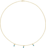 14K Gold Straight Baguette Natural Swiss Blue Topaz Articulated Baguette Necklace - Yellow Gold