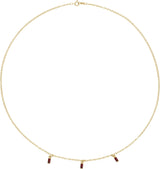 14K Gold Straight Baguette Natural Mozambique Garnet Articulated Baguette Necklace - Yellow Gold