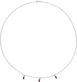 14K Gold Straight Baguette Natural Mozambique Garnet Articulated Baguette Necklace - White Gold