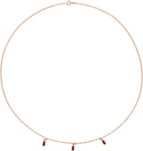 14K Gold Straight Baguette Natural Mozambique Garnet Articulated Baguette Necklace - Rose Gold