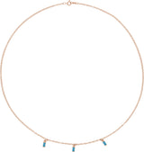 14K Gold Straight Baguette Natural Swiss Blue Topaz Articulated Baguette Necklace - Rose Gold