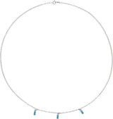 14K Gold Straight Baguette Natural Swiss Blue Topaz Articulated Baguette Necklace - White Gold