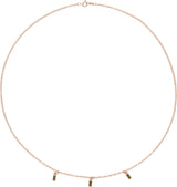 14K Gold Straight Baguette Natural Green Tourmaline Articulated Baguette Necklace - Rose Gold