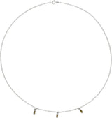14K Gold Straight Baguette Natural Green Tourmaline Articulated Baguette Necklace - White Gold