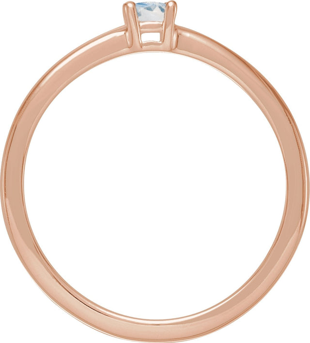 14K Gold Round Natural Blue Sheen Moonstone Solitaire Ring - Rose Gold - view 4