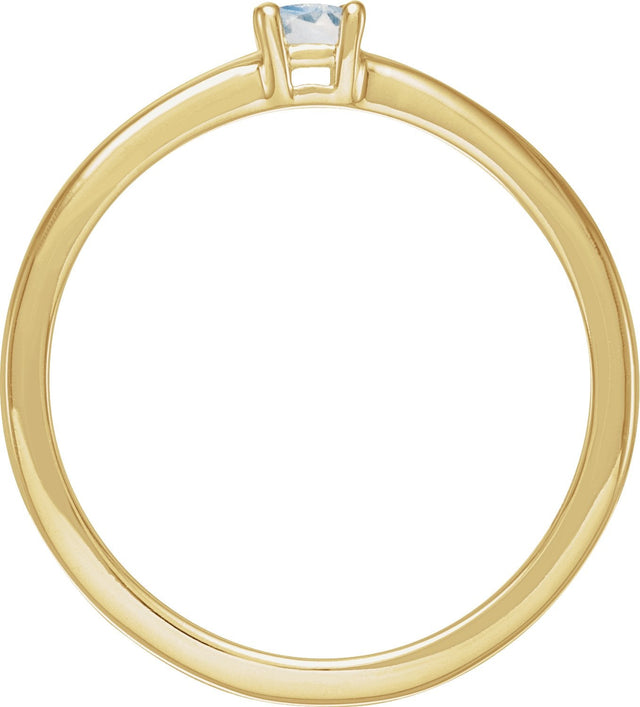 14K Gold Round Natural Blue Moonstone Solitaire Ring - Yellow Gold - view 4