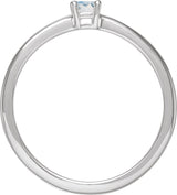 14K Gold Round Natural Blue Moonstone Solitaire Ring - White Gold - view 4