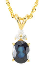 14K Gold Oval Natural Blue Sapphire & Natural Diamond Accented Necklace
