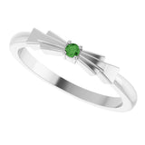 14K Gold Round Natural Green Tourmaline Stackable Ring - White Gold - view 5