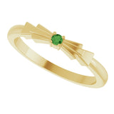 14K Gold Round Natural Green Tourmaline Stackable Ring - Yellow Gold - view 5