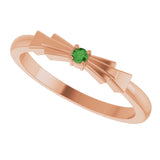 14K Gold Round Natural Green Tourmaline Stackable Ring - Rose Gold - view 5