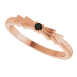 14K Gold Round Natural Black Onyx Stackable Ring - Rose Gold - view 5