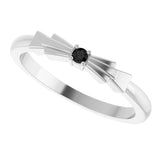 Platinum Round Natural Black Onyx Stackable Ring - view 5