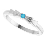 Platinum Round Natural Blue Zircon Stackable Ring – 2mm Stones - view 5