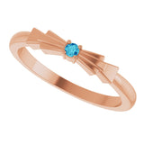 14K Gold Round Natural Blue Zircon Stackable Ring – 2mm Stones - Rose Gold - view 5