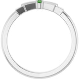 Platinum Round Natural Green Tourmaline Stackable Ring - view 2