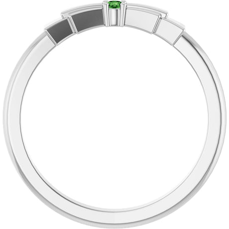 Platinum Round Natural Green Tourmaline Stackable Ring - view 2