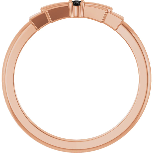 14K Gold Round Natural Black Onyx Stackable Ring - Rose Gold - view 2