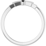 Platinum Round Natural Black Onyx Stackable Ring - view 2