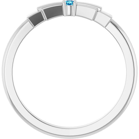 Platinum Round Natural Blue Zircon Stackable Ring – 2mm Stones - view 2