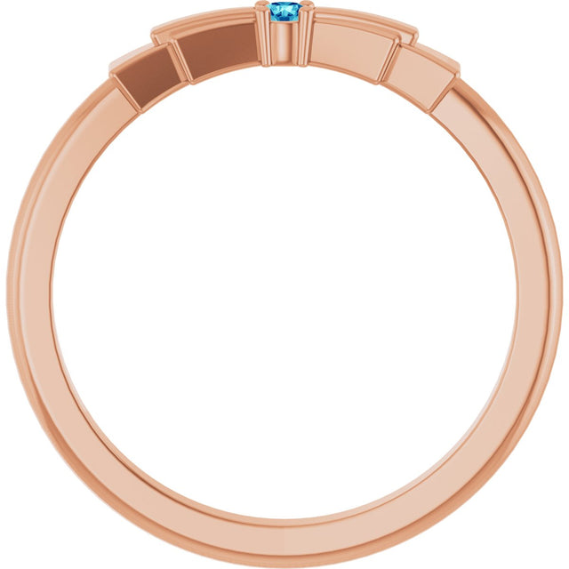 14K Gold Round Natural Blue Zircon Stackable Ring – 2mm Stones - Rose Gold - view 2