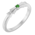 Platinum Round Natural Green Tourmaline Stackable Ring