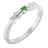 Platinum Round Natural Green Tourmaline Stackable Ring