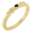 14K Gold Round Natural Black Onyx Stackable Ring - Yellow Gold